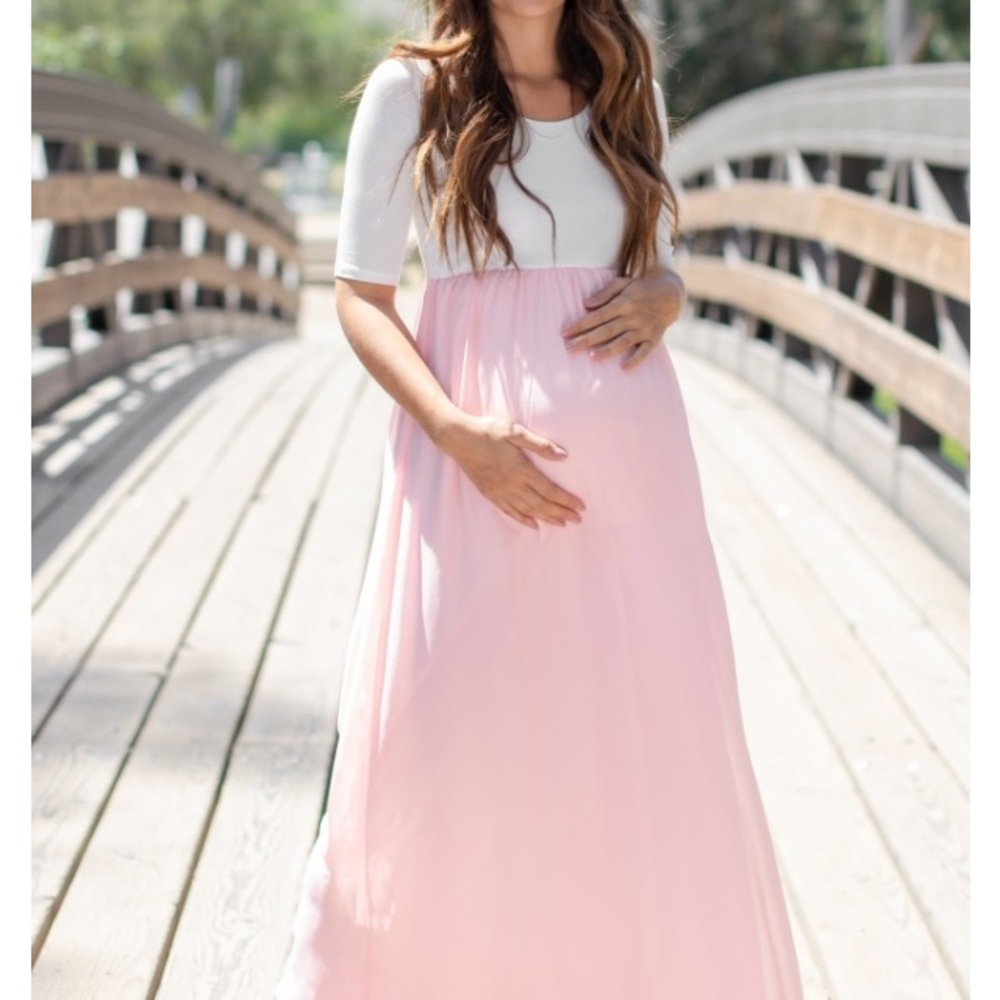Pinkblush 💕 pink chiffon color block maxi dress